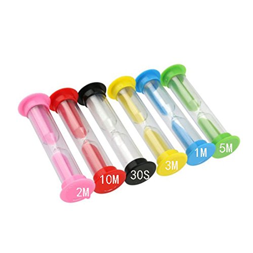 6 relojes de arena, 30 seg/1 min/2 min/3 min/5 min/10 min, diferentes colores