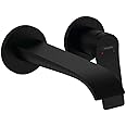 hansgrohe Vivenis - bathroom tap conceiled for wall mounting with waste set, bathroom sink tap with spout length 67 mm, basin mixer tap water-saving (EcoSmart), matt black, 75050670