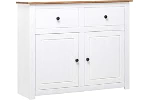 vidaXL Aparador Estilo Panamá Mobiliario Duradero Robusto Resistente Práctico Funcional Elegante Moderno Útil Blanco 93x40x80cm Madera Maciza Pino