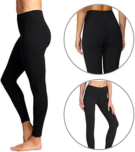 Women's Yoga Leggings, Budalga High Waist Running Workout Compression Pants with Pocket Running Tights for Sports, GYM, Dancing (Black, M)