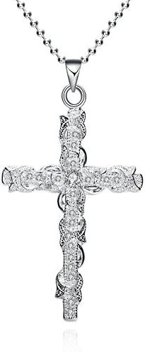 925 sterling silver jewelry fashion 2017 necklaces pendants for men silver cross inlay exquisite crystal pendant choker N359