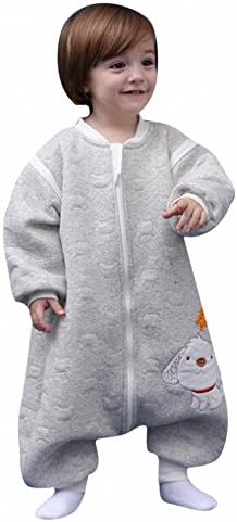 baby winter Sleeping bag Long sleeves all year Dog child with feet boy and girl pajamas. winter Cotton Jumpsuit baby Jumpsuit / Interlayer cotton Overalls (dog gray 3-5year) .
