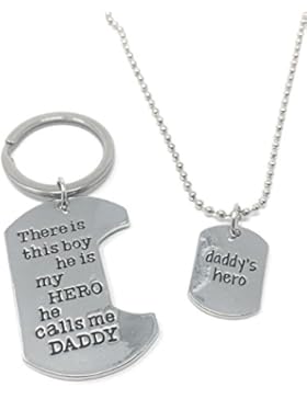 Silberton Da Ist Dieser Junge, Der Er Mein Held Ist, Ruft Er Mich Papa. Papa Held. Auf Englisch Gravierte Anhanger...