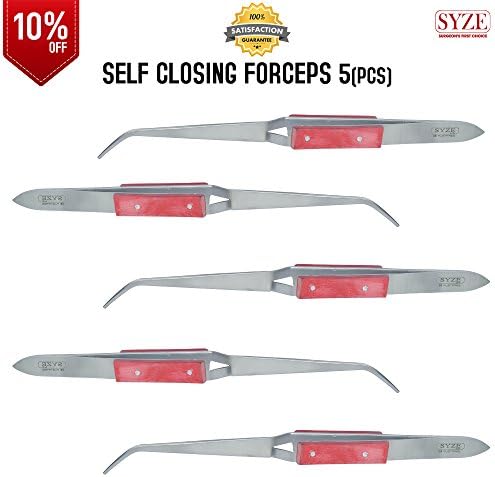 Cross Lock Self Closing Forceps Tweezers 6.5" Dental Lab Equipments 5 Pcs Set, From SYZE
