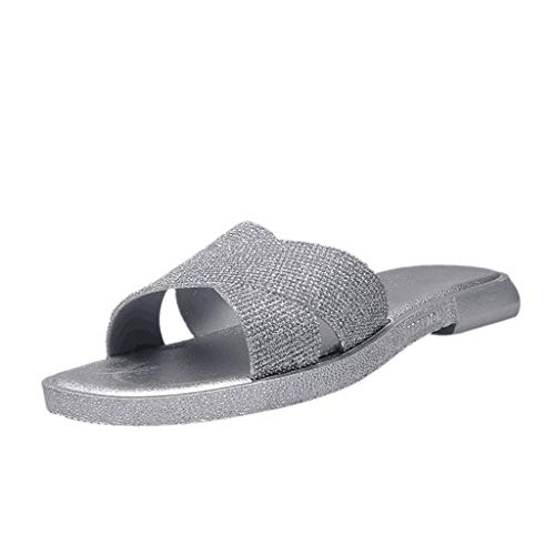 Preisvergleich Produktbild Damen Hausschuhe Sommerschuhe Strandschuhe Badeschuhe Outdoorschuhe Wasserdicht Frauen Mädchen Sommer Flip Flops Schuhe Flach Sandalen Slipper mit Rutschfest Weiche Sohle (EU:41, Silber)