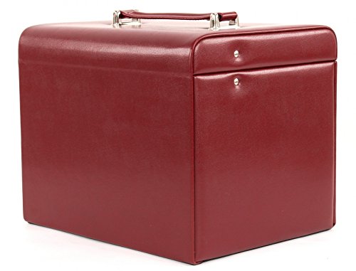 WINDROSE Merino Schmuckkoffer 5 Etagen + Etui Rot - 7