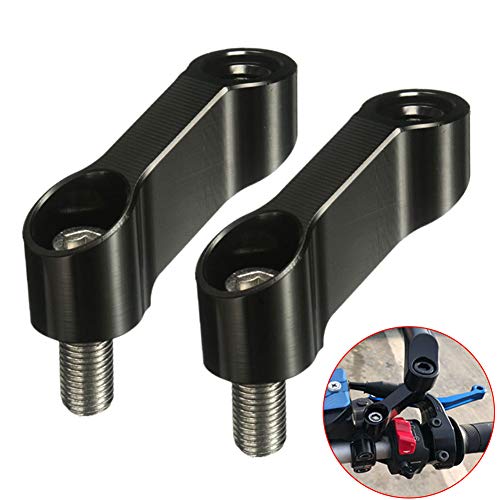 2Pcs Motorcycle Mirror Mount Riser Extender Adapter, 10mm M10 Thread CNC Aluminum Alloy Motorcycle Elevator and Extender Adapters, Rearview Mirror Adapter Kits