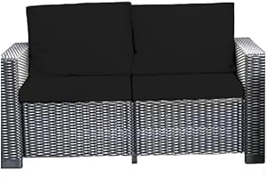 CRESCENT TEXTILE Rattan Furniture Cushion Waterproof Outdoor Seat Pad For Rattan Garden Furniture Chair Cushion Padding Patio 2, 3 or 4 Seater Comfy Set Sofa Cushions Pads Removable Cover (4 Pc Black 2 Seater)
