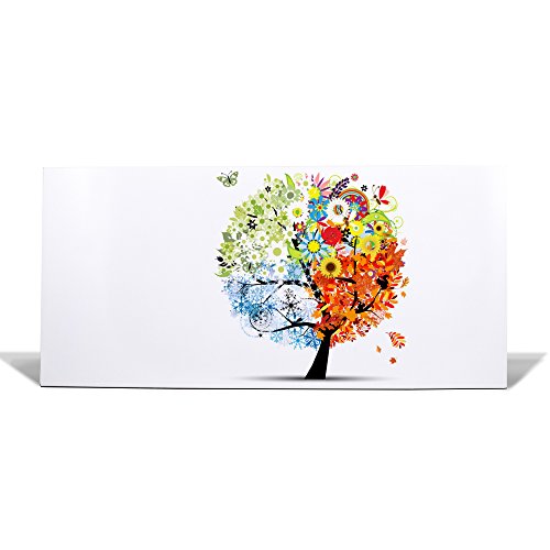 banjado - Pinnwand Magnettafel weiß 78cm x 37cm quer mit Motiv Vier Jahreszeiten