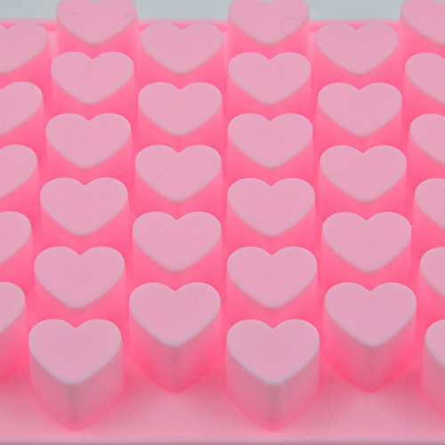 Silikonform mit Herzen, 55 kleine Herzchen, süße Silikonform, Party- Eiswürfel, Schokolade, Pralinen, Backform, Geschenkidee, Geburtstag, Valentinstag, Liebe, Romantik, heart, Amor, Farbe: Rosa - 5