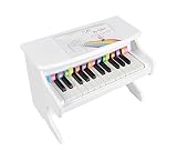 kleines Kinder Mini Klavier ab 3 Jahre in Weiß mit 25 Tasten Kids Piano mit Farbtafel und Liederheft - 4