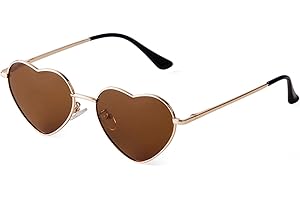 ADEWU Occhiali da Sole Vintage a Forma di Cuore, Occhiali da Sole Hippie a Forma di Cuore, Cerniera a Molla in Metallo Ultraleggero per San Valentino