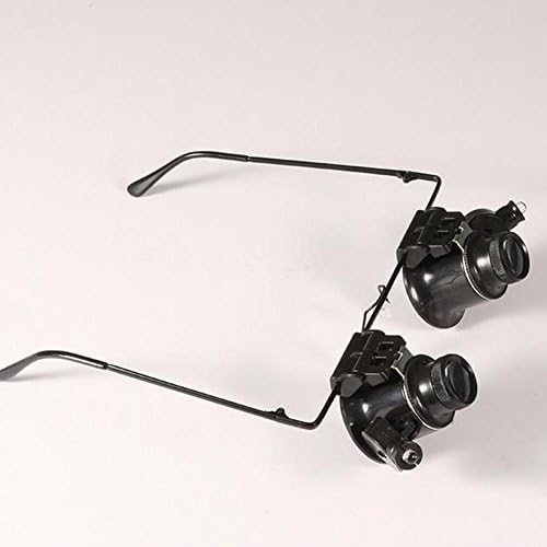 Hmhope LED Light Eyeglasses Magnifier Mirror Barrel Can Be Flipped Optical Lenses 20X Watch Repair