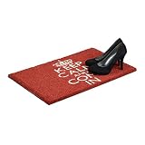 Relaxdays Fußmatte Kokos Spruch KEEP CALM 40 x 60cm Kokosmatte mit rutschfester PVC Unterlage Fußabtreter aus Kokosfaser als Schmutzfangmatte und Sauberlaufmatte Fußabstreifer für Außen und Innen, rot - 3