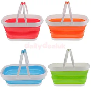 Generic Orange : Folding Retractable Picnic Basket Portable Collapsible Vegetable Tote Basket