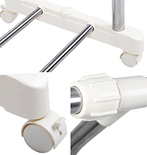 WOLTU SR0001 Kleiderständer Garderobenständer , 165x43x161cm , Teleskop Wäscheständer auf Rollen , mit 2 Stangen , ausziehbar , Creme Weiss - 4