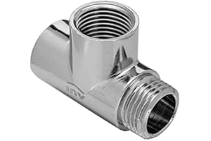 BFG HYDROBIL Tubo Tee Filettato Raccordo per Radiatore Durevole All'interno e All'esterno Pressione Massima 10 Bar Temperatura Massima 95°C 1/2" Fxfxm Filettature BSP Ottone Nichelato