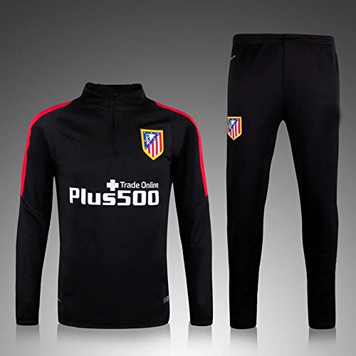 Atletico Madrid Trainingsanzug, Saison 2016 / 2017, Set aus Jersey und Trainingshose, Schwarz