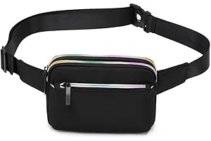 YILCER Black Fanny Pack for Women, Waterproof Bum Bag Ladies Fashion Festival Waist Pack with Adjustable Strap, Lightweight Everywhere Belt Bag for Running Hiking Travel