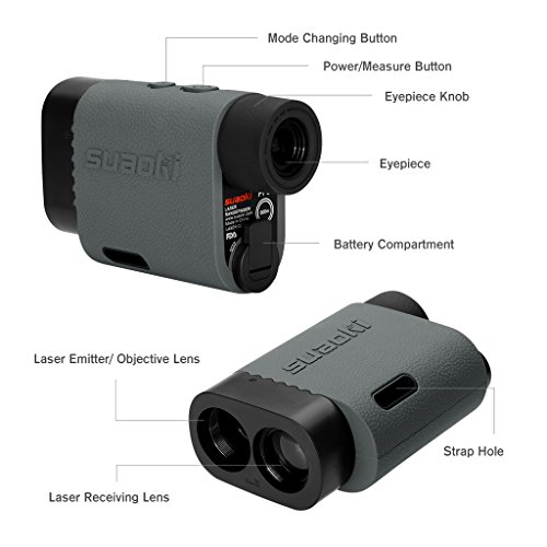 SUAOKI 600m PF3 Laser Golf Entfernungsmesser, Laser Golf Rangefinder Rangefinder mit Tasche( Grau und Türkis) - 2