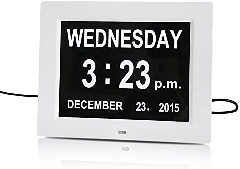 Dementia Clock, 8-Inch Digital Day Clock Calendar &amp; Large Letters Bedside Clock with Non-Abbreviated Day/Month - Best Gift for Memory Loss Elder.