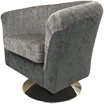 Luxury traditional shape Tub chair on a chrome swivel base upholstered in a quality silver grey/charcoal grey chenille fabric and also available in lots of different fabrics and colours..feel free to contact us with your requirements