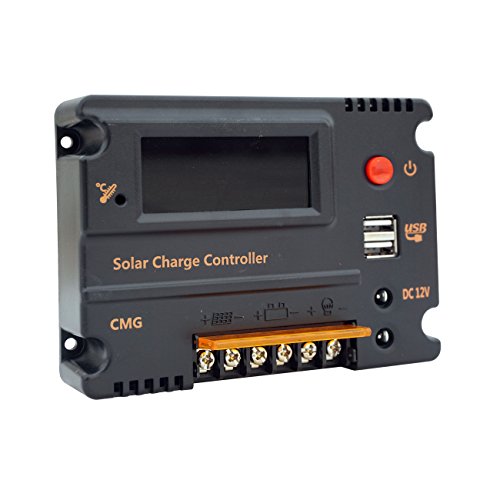 Eco-Worthy Régulateur de charge solaire automatique, 12V/24V CMG 20A LCD
