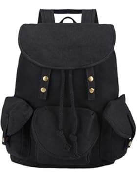 Coofit Damen und Mädchens Vintage Canvas Rucksack Schultasche Daypacks für Outdoor Sports