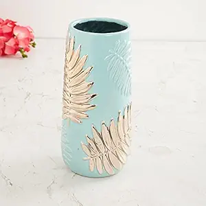 Home Centre Splendid Arlo Ceramic Leaf Embossed Vase