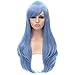 Produktbild Baisheng Sky Blue Hair End Wellenförmige Frauen Gerade Cosplay Partei Seite Fringe Lange Haare Perücken (70cm-Himmelblau)