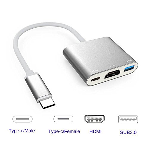 Hrph Typ C USB 3.1 auf HDMI / USB 3.0 / USB C Adapter Ladeanschluss Aluminium Material für Macbook Google Chromebook Laptop - 5