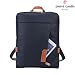 Produktbild Pierre Cardin Beiläufiger Laptop-Rucksack 14 Zoll wasserdicht beschichtetes Segeltuch und echtes Leder-Schulter-Beutel-Handtasche Bis 14 Zoll, Dunkles Marine und Braun