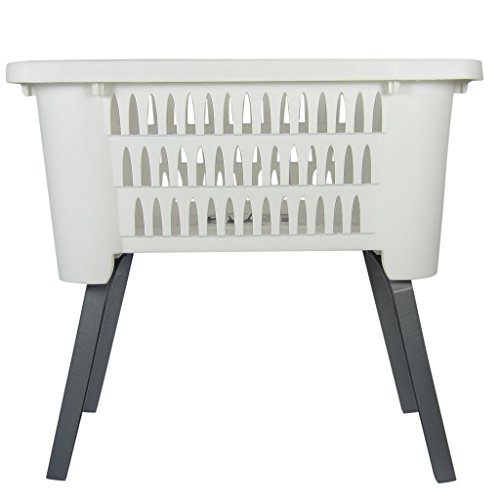 Wäschekorb 42L mit ausklappbaren beinen korb mit füßen weiß Wäschesammler - 2