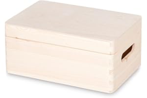 PINUS WOODEN ITEMS PRODUCTION Pinus - drewniane pudełko z pokrywką, 30x20x13,5 cm, skrzynia rzemieślnicza z dwoma uchwytami, drewniane pudełko, drewniana skrzynia na skarby, pudełko do przechowywania, sosna