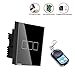 Produktbild Smart Wall Touch Schalter UK Standard, Touchscreen, Home Dimmer Licht Schalter, WiFi Wireless Fernbedienung RF Schalter, weiß gehärtetes Glas Panel, RF 433,92 MHz 3 Gang Fernbedienung Controller, nur leben & neutral Verkabelung, mit LED-Anzeige