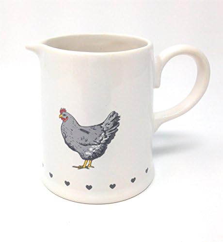 FARMERS KITCHEN HEN &amp; HEARTS CREAMER JUG 8.5CM X 10.5CM