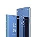 Produktbild COTDINFOR Huawei P9 Spiegel Ledertasche Handyhülle Cool Männer Mädchen Slim Clear Crystal Spiegel Flip Ständer Etui Hüllen Schutzhüllen für Huawei P9 Mirror PU Blue MX.