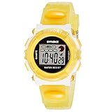 Gummi Digital LED Armbanduhr Watch für Mädchen Kid Kinder Chenang Kinder Digital Uhren für Jungen Mädchen 50M Wasserdicht mit Farben LED-Leuchten für Sport im Freien (Gelb)