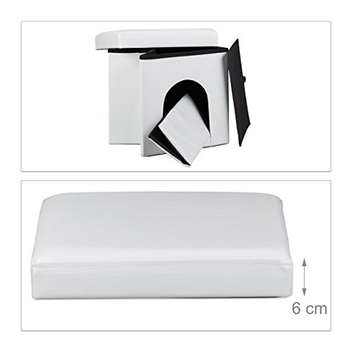 Relaxdays Hundebox Sitzhocker HBT 38 x 38 x 38 cm stabiler Sitzcube mit praktischer Tierhöhle für Hunde und Katze aus hochwertigem Kunstleder und Deckel zum Abnehmen für Ihren Wohnraum, weiß - 5