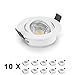 Produktbild 10er LED Einbaustrahler Set von LEDOX - dimmbar inkl. Einbaurahmen | 230V 6W Deckenleuchten Spot Deckenstrahler Einbauleuchten LED Strahler Deckenspots Downlight | LED Leuchtmittel GU10 (5000K 10er Set)