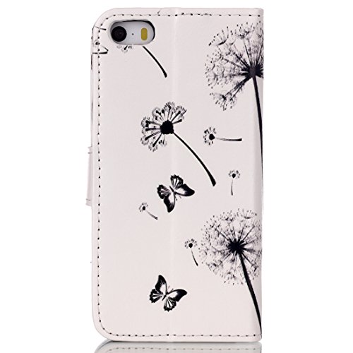CaseHome iPhone 6/6S 4.7 Inch Hülle,Schutzhülle Tasche Leder Mit Kartenfach Magnetverschluss Standfunktion Slim-Schutzhülle Folio Schalen Fall Mit Karten-/Geldscheinfach Für Apple iPhone 6/6S-Löwenzahn , Liebe, Schmetterling - 3