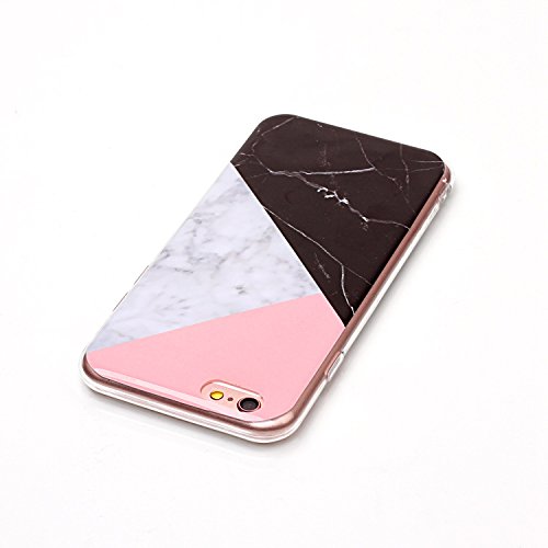 Cozy Hut Für iPhone 6 6S Handyhülle mit Marmor / Marble Design(schwarz / Pink und weiß) | Handytasche | | Schale | | Hülle | | Case | Handy-etui | TPU-Bumper | Soft Case | Schutzhülle Cover für den optimalen Schutz ihres Apple iPhone 6 6S (4,7 Zoll) – Dreifarbiger Marmor - 4
