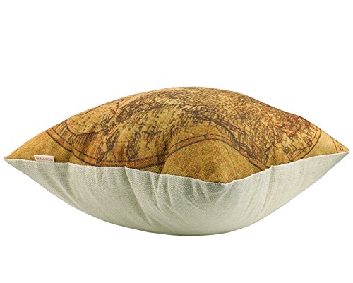 Luxbon 2 stk. Vintage Weltkarte (östliche & westliche Halbkugel) Leinen Kissenbezug Lendenkissen Sofakissen Pillowcase Cafe Auto Haus Deko 18 “ x 18 “ - 7
