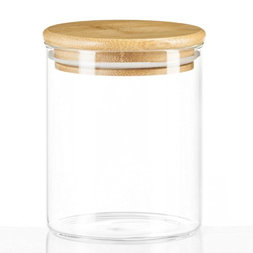 Dimono Vorratsglas aus Borosilikatglas Vorratsgläser Glas-behäler Einweck-Glas mit Bambus-Deckel - Größe S (0,5L)