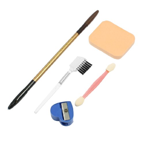 Ladies Sponge Eyeshadow Brush Lash Comb Eyebrow Pencil Cosmetic Makeup Tool Set