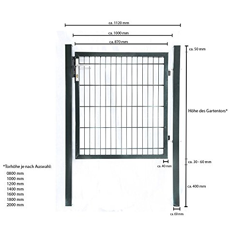 Home Deluxe | Gartentor | anthrazit | verschiedene Höhen | 1 m - 4
