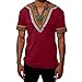 Produktbild Tops Sannysis Tankshirt Herren Slim Fit Varkanda Print V-Ausschnitt Gedruckt Muskel T-Shirt Casual Bluse Beiläufig Schmales Kurzarmhemd T-Shirts (L, Weinrot)