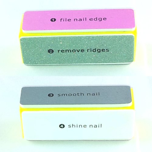 4-way nail Shiner Buffing Polish block FILES Sanding Buffer DIY manicure 3-piece pack by KingOfHearts