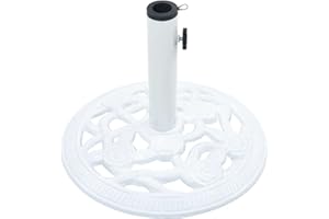 Susany Sonnenschirmständer Rund Sonnenschirmfuß Solide Schirmhalter, Weiß Gusseisen 9 kg, Durchmesser 40 cm, mit Adapter für Durchmesser von 35/38/48 mm
