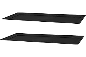 VR7 2x Garden Planter Trays for Long Planters - Durable Plastic Trays for Easy Draining and Plant Health (Black, 90cm)